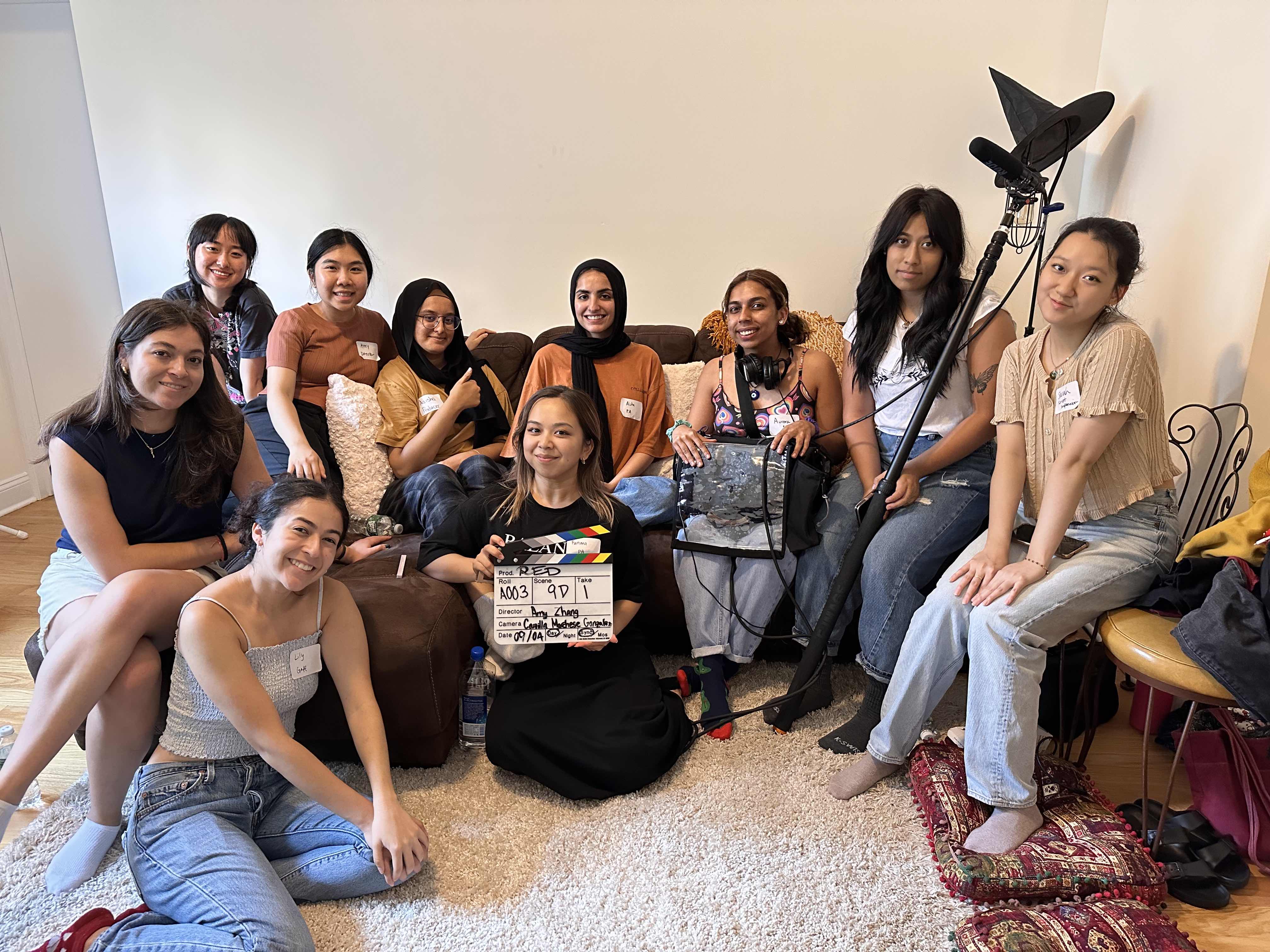 Behind the scenes photo of the crew of the short film, RED by 2023 EFMP mentee Amy Zhang
