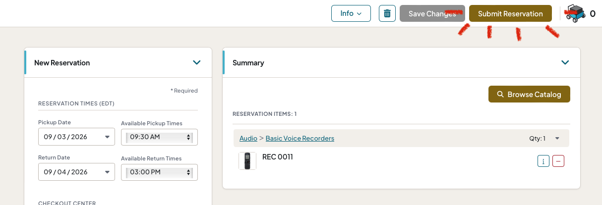 Highlighting the submit reservation button