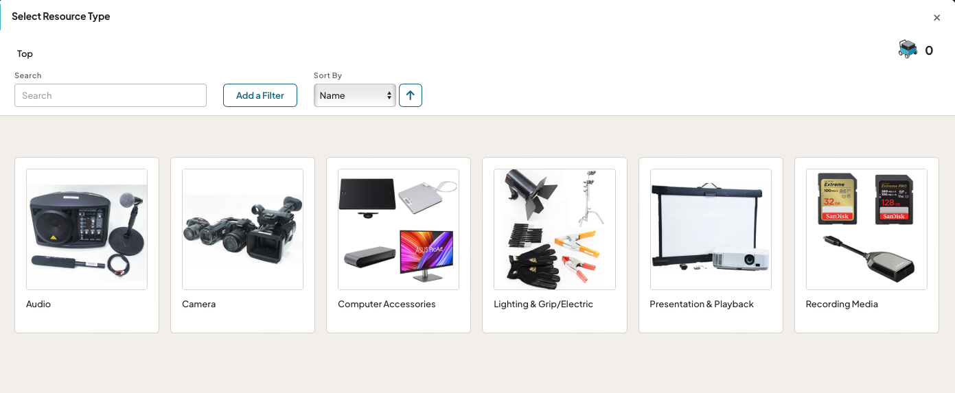 Equipment catalog categories 