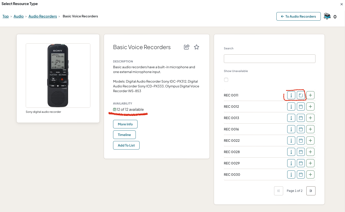 Basic Voice Recorders availability on Patron Portal 